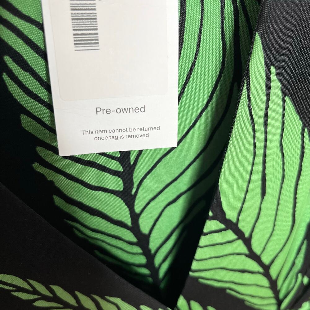 Mara Hoffman Womens 100% Silk Dress Small Black Green Tropical Leaf Print V Neck - Picture 7 of 9